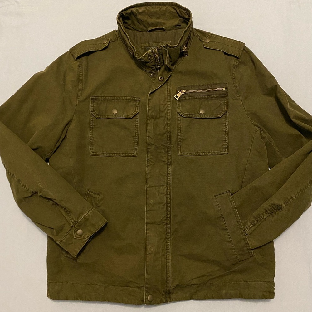 G.H. Bass & Co. Men’s Military Field Jacket Green Olive Large Full Zip Pockets